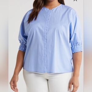 HARSHMAN Gilida Popover Blue Blouse Sz 3x NWT